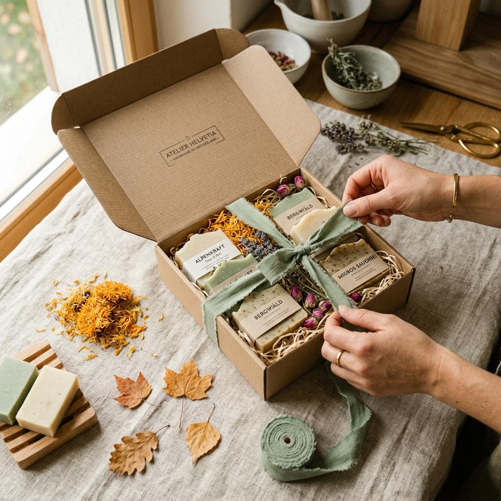 Geschenkbox mit handgemachten Seifen aus dem SeifeLädeli